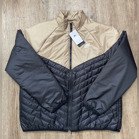 Nike Therma-Fit Windrunner Puffer Jacket Tan Black Men’s Sz XL FB8195-011 - Picture 1 of 5